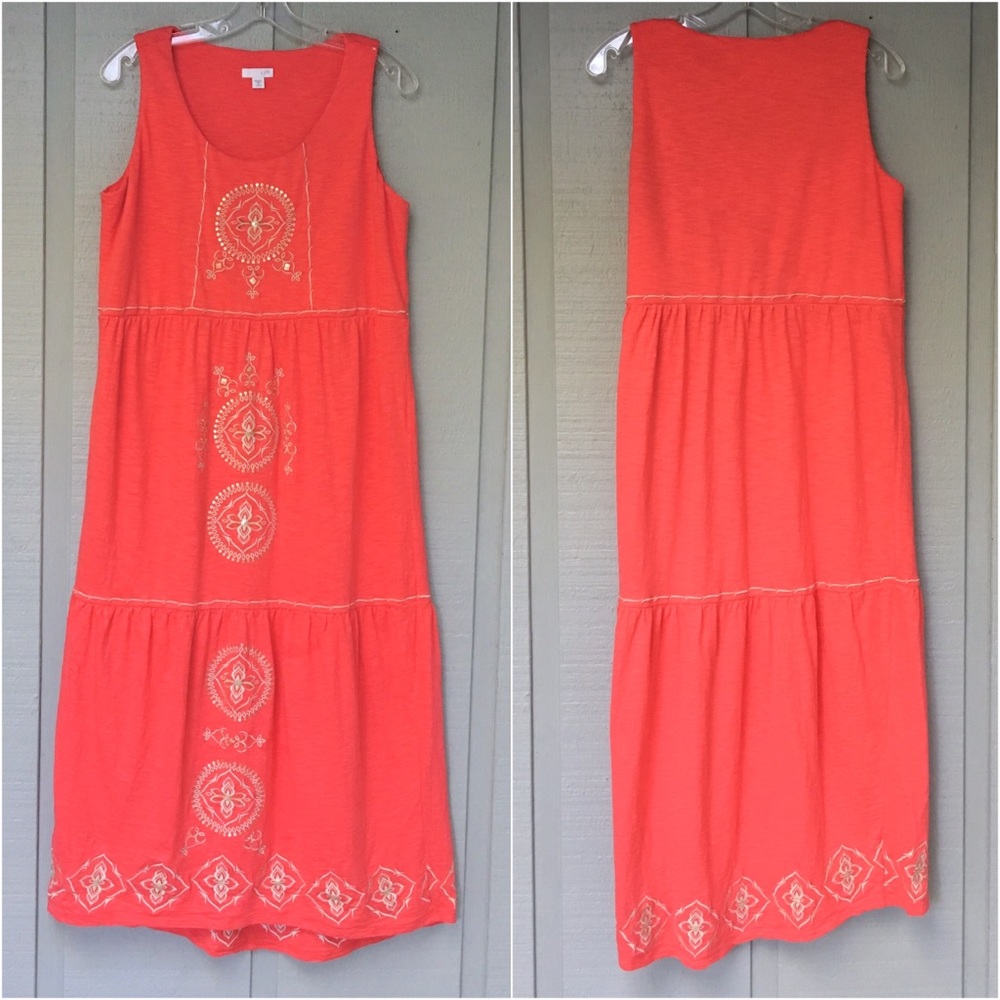 ❌SOLD❌ • J Jill Coral Bohemian Maxi Dress N0 - Picture 2 of 8